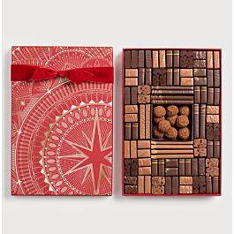Christmas Haussmann Gift Box 102 Chocolates on a grey background