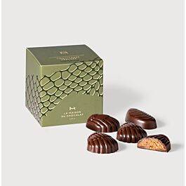 Dark Chocolate Praliné Easter Treats Case on a grey background