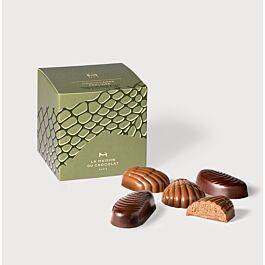 Étui Fritures Pralinés Chocolat Noir et Lait sur fond gris