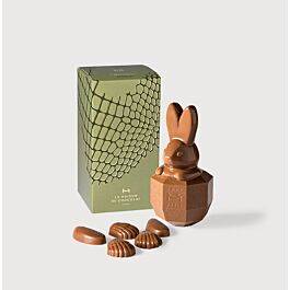Lapin de Pâques Chocolat Lait sur fond gris
